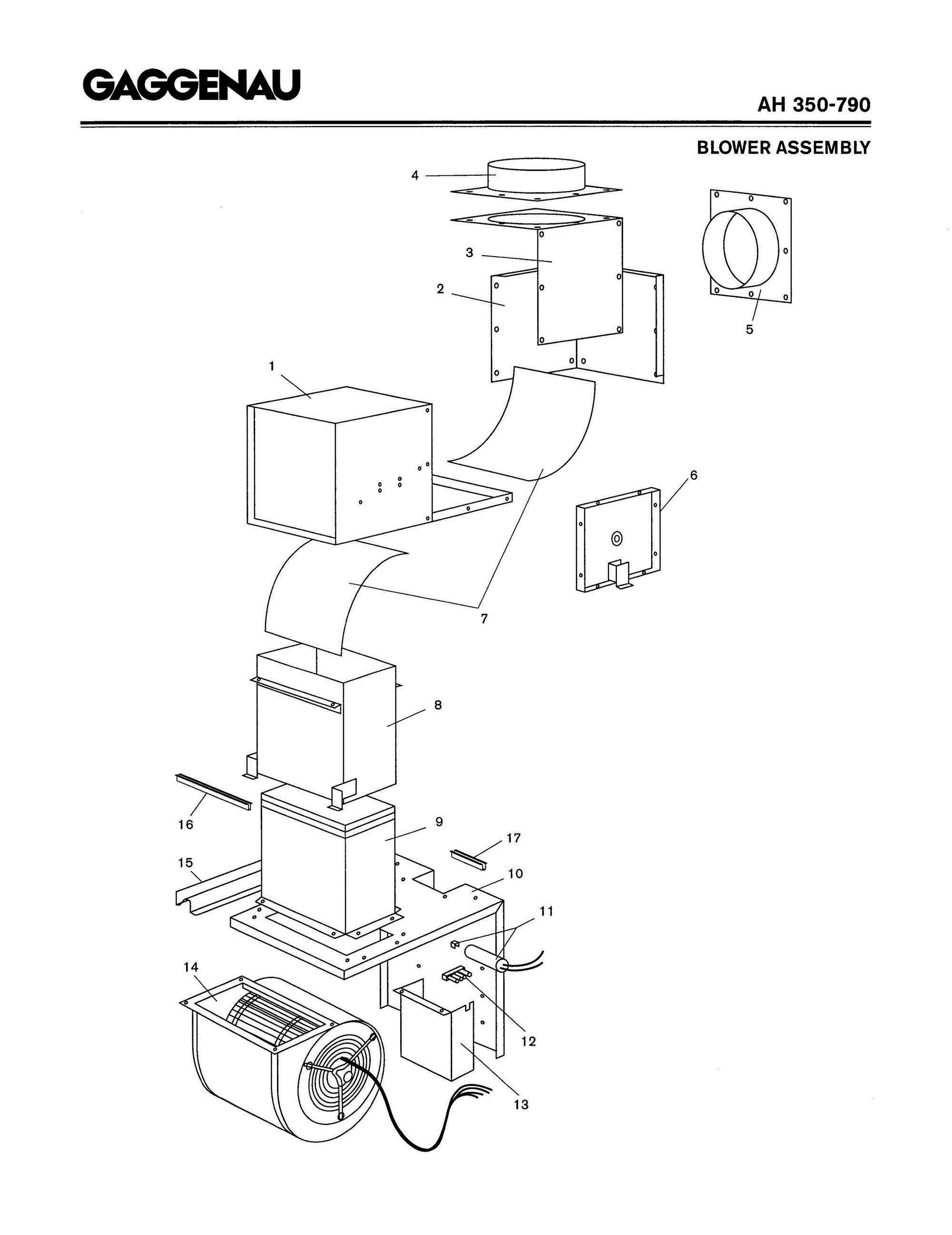 03 - BLOWER ASSEMBLY Diagram and Parts List for AH350-790  Bosch Range Hood