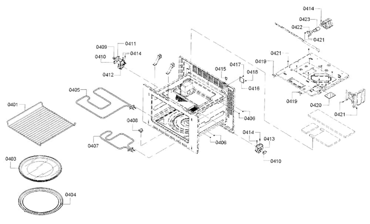 Cavity Assy Diagram and Parts List for HBL5751UC 01 Bosch Microwave