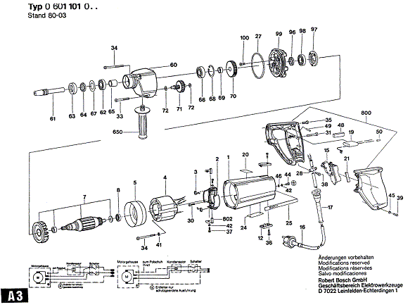 Bosch Ub (J)75b26 (0601101014) Diagram and Parts List for UB75B26 (J)(0601101014) Bosch Cordless Drill