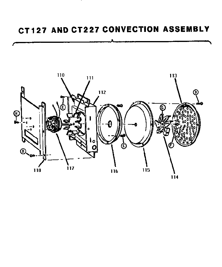 Convection Assembly Diagram and Parts List for CT227  Thermador Wall Oven