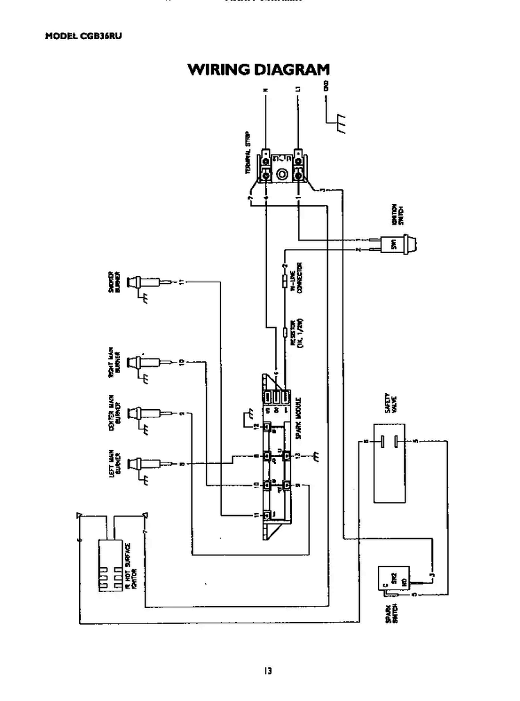 Wiring Diagram Diagram and Parts List for CGB36RU  Thermador Grill