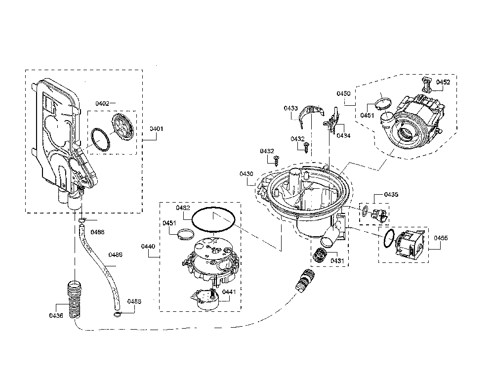 Water inlet/sump/heat pump Diagram and Parts List for SHX863WB5N 01 Bosch Dishwasher