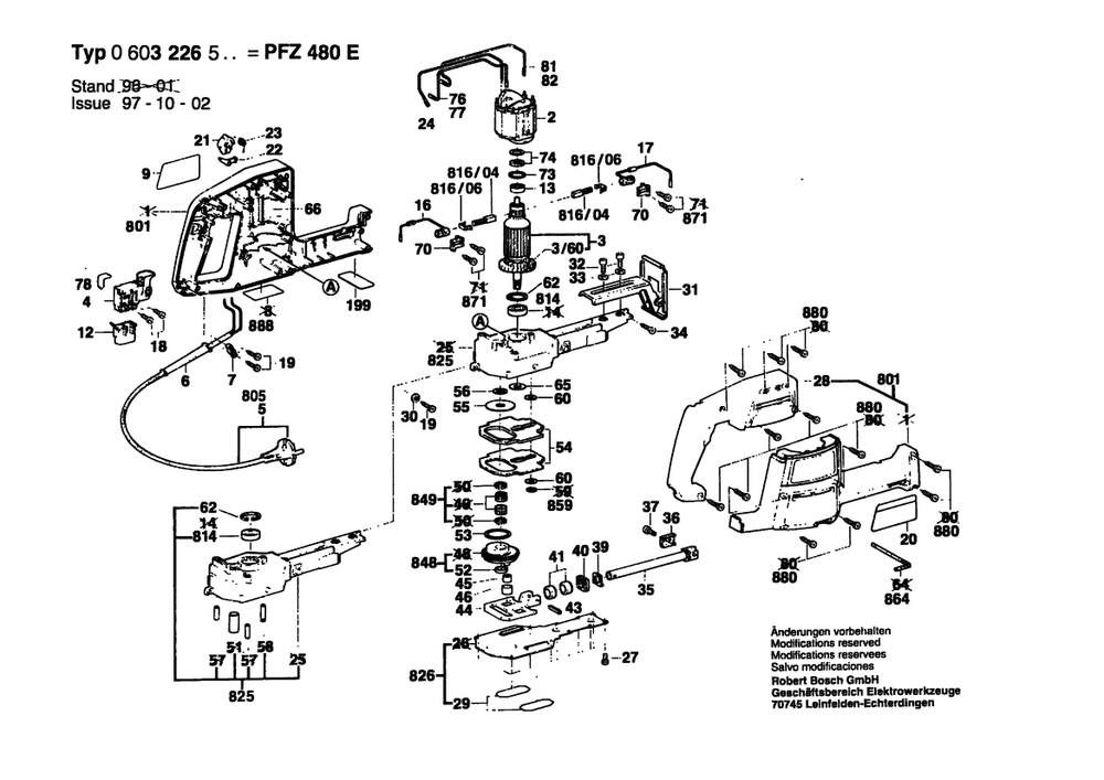Section 1 Diagram and Parts List for 0603226503  Bosch Saw