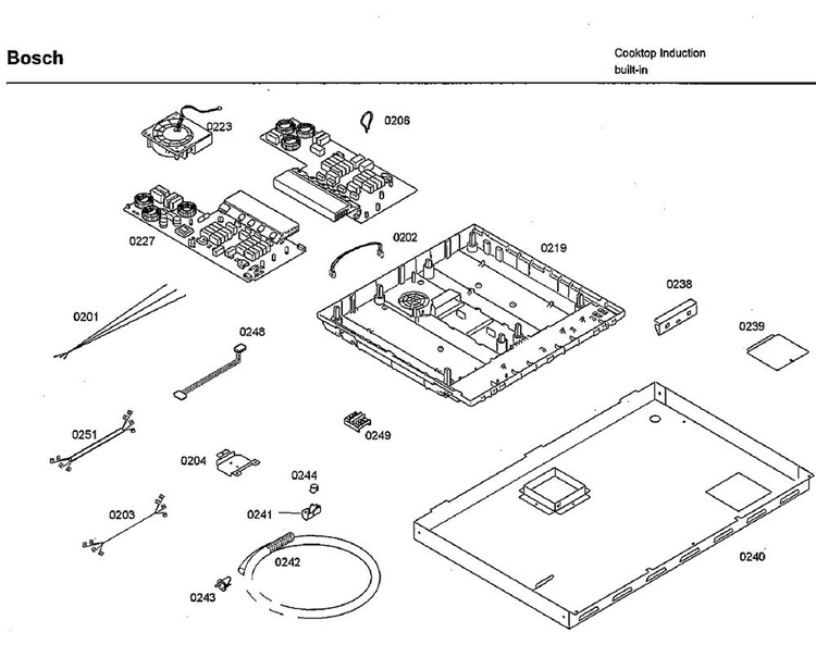 Pcb Asy Diagram and Parts List for NIT8065UC 20 Bosch Cooktop