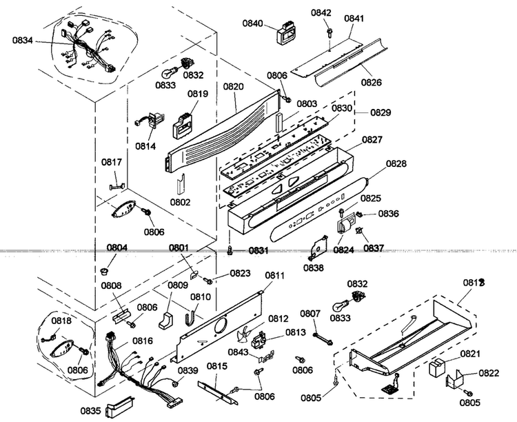 Control Asy Diagram and Parts List for KBULT3675E01  Thermador Refrigerator