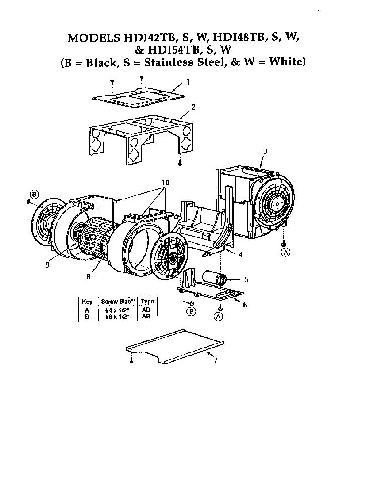 Blower Assembly Diagram and Parts List for HDI  Thermador Range Hood
