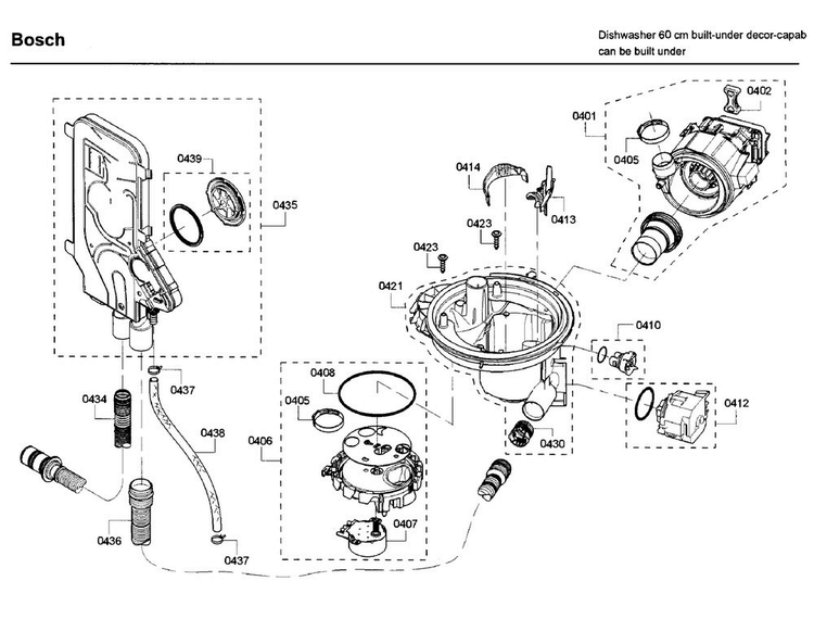 Pump Diagram and Parts List for SHE53T52UC 09 Bosch Dishwasher