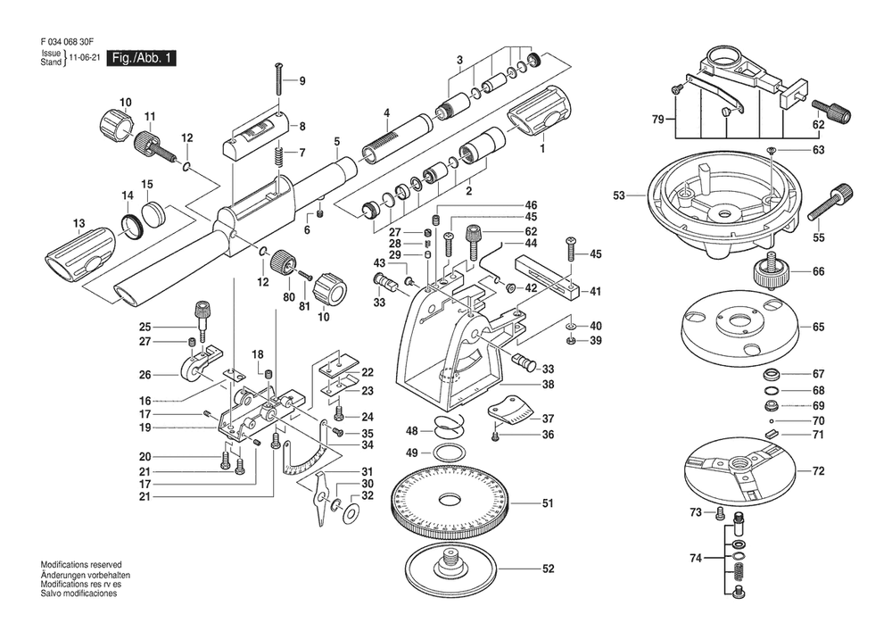 Section 1 Diagram and Parts List for 54-200N F03406830F Bosch Laser Level