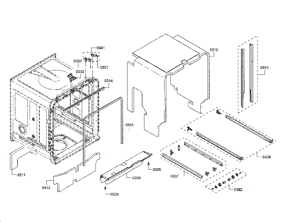Tub/sealing Diagram and Parts List for SHE863WF5N 01 Bosch Dishwasher