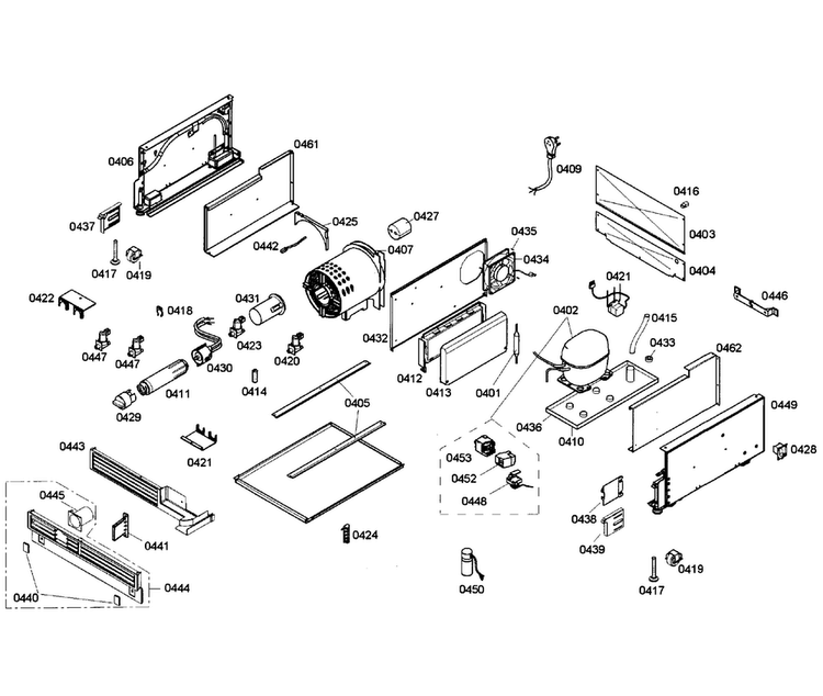 Compressor Diagram and Parts List for T24ID80NRP 39 Thermador Freezer