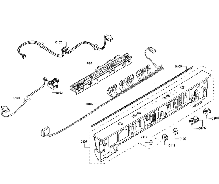 Control Panel Diagram and Parts List for SHX3AR55UC 10 Bosch Dishwasher