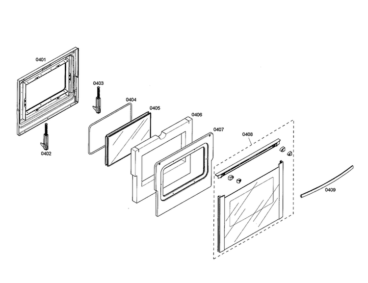 Door Diagram and Parts List for HES7022U 01 Bosch Range