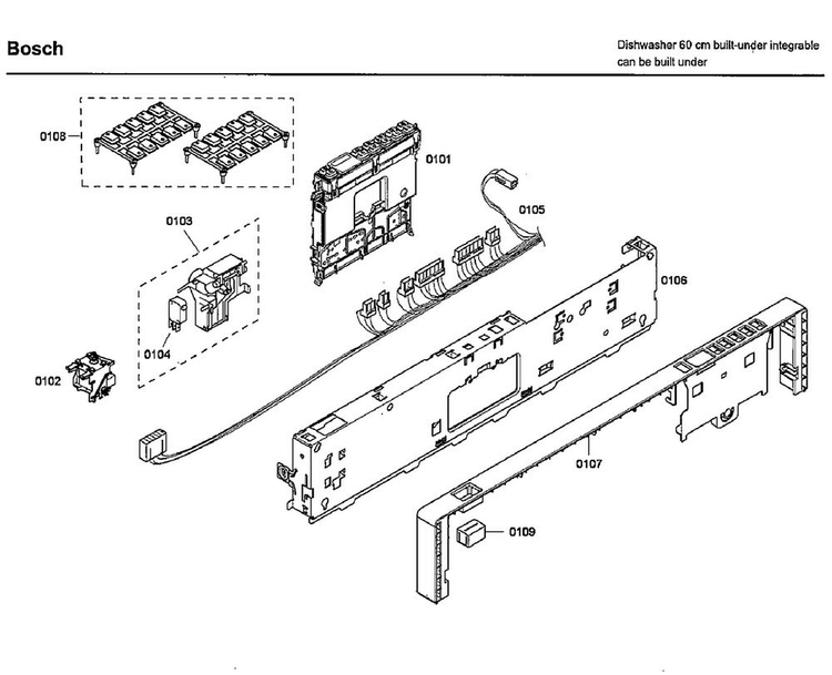 Control Panel Diagram and Parts List for SHX46L15UC 50 Bosch Dishwasher