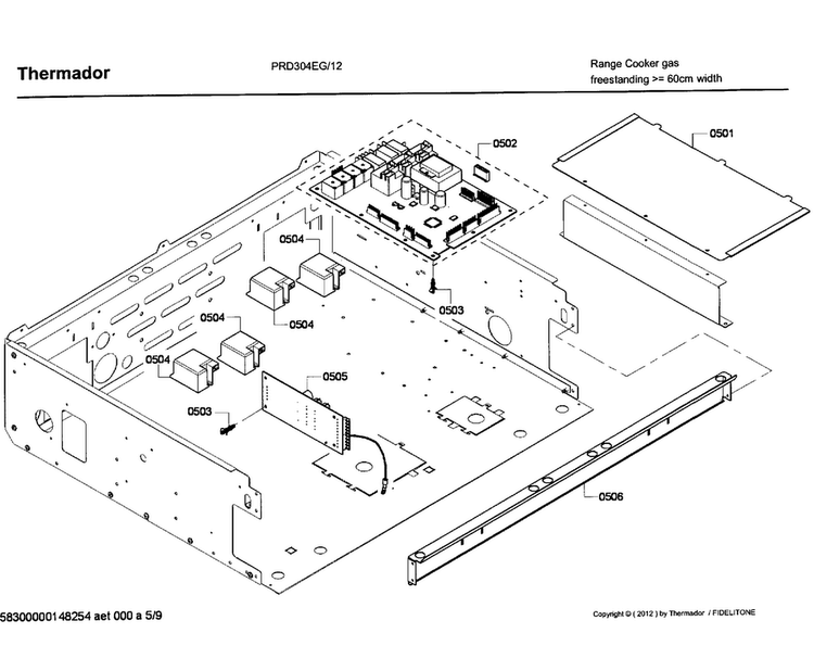 Pcb's Assy Diagram and Parts List for PRD304EG 12 Thermador Range