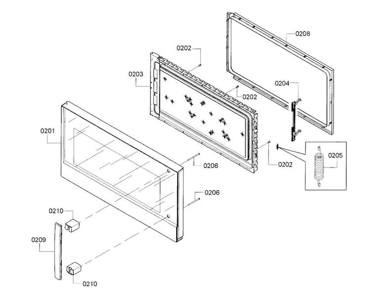 Door Diagram and Parts List for HMV8052U 01 Bosch Microwave