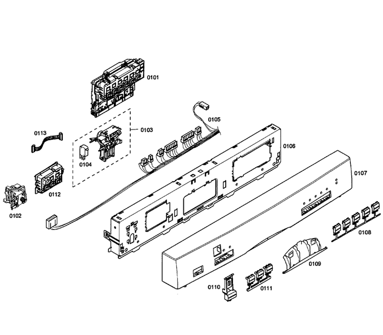 Control Panel Diagram and Parts List for SHE55P06UC 58 Bosch Dishwasher