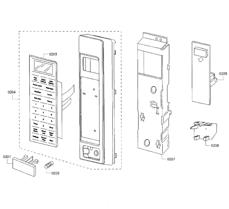 Control Panel Diagram and Parts List for HMB5051 02 Bosch Microwave