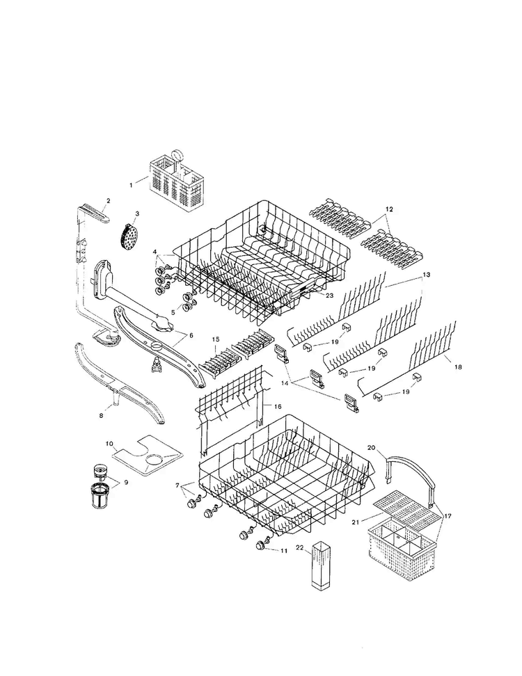 Racks Diagram and Parts List for SHI6805UC 11 Bosch Dishwasher