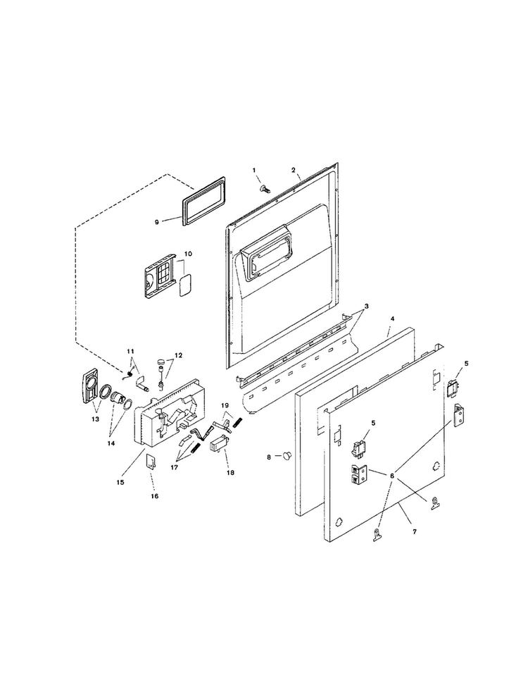Door Assembly Diagram and Parts List for SHI6802UC 12 Bosch Dishwasher