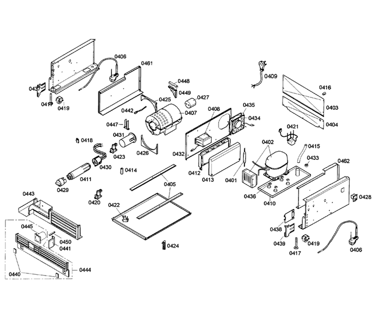 Compressor Diagram and Parts List for T24ID80NLP 01 Thermador Freezer