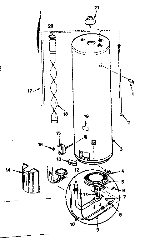 Replacement Parts Diagram and Parts List for 153335443  Kenmore Water Heater