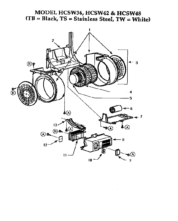 Section 4 Diagram and Parts List for HCSW48  Thermador Range Hood