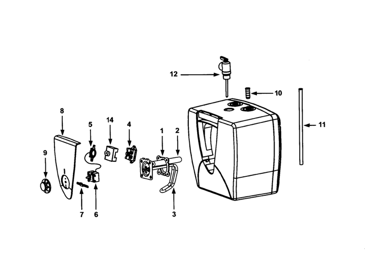 Main Assy Diagram and Parts List for 153318020  Kenmore Water Heater
