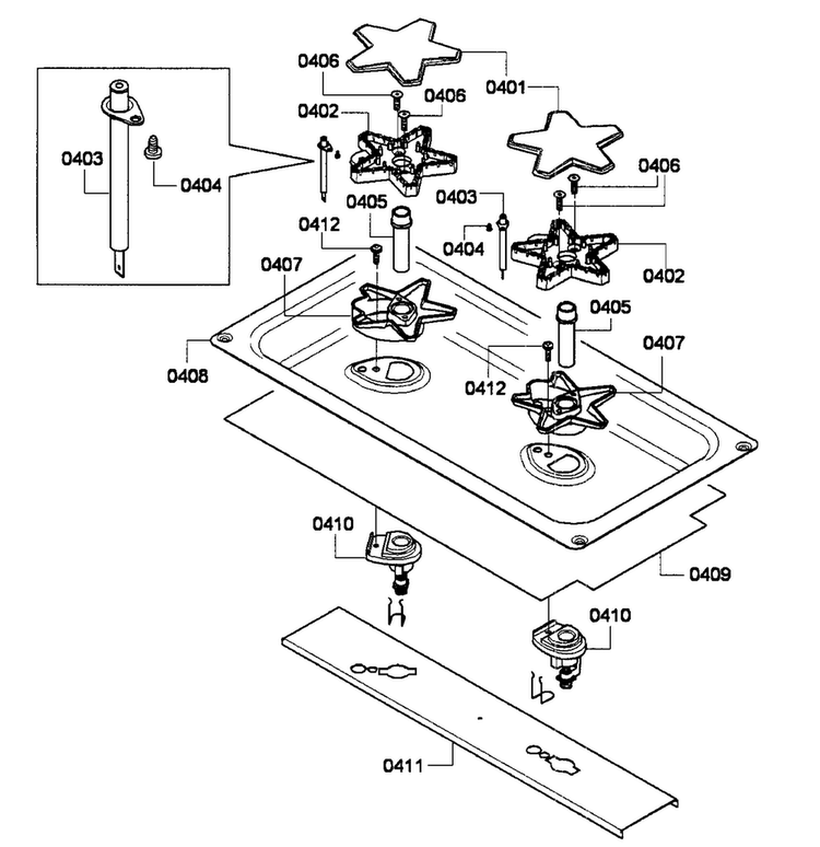 Burner Right Diagram and Parts List for PCG486GD 02 Thermador Cooktop