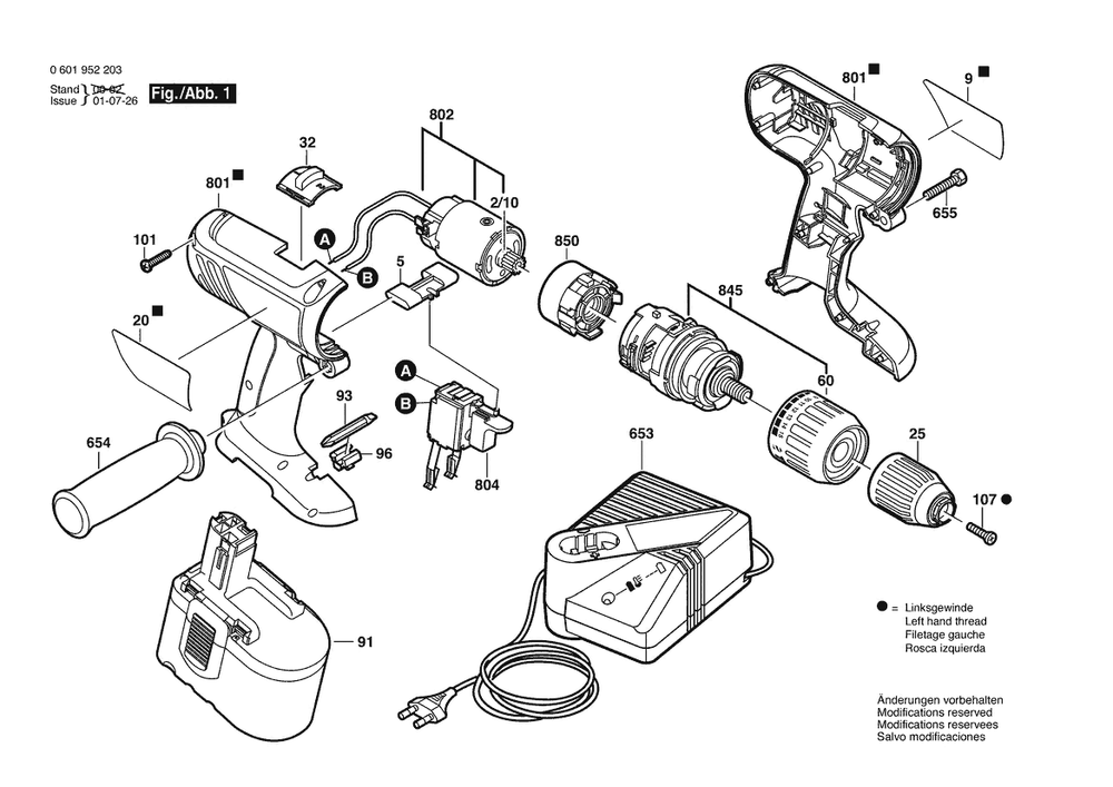 Section 1 Diagram and Parts List for GSB24VE-2 0601952259 Bosch Impact Driver