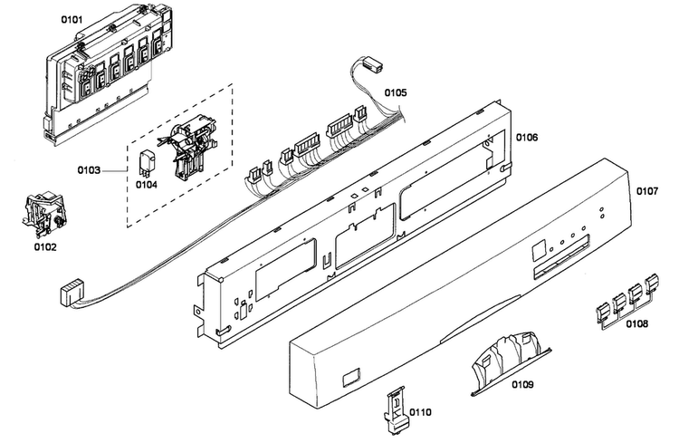 Control Panel Diagram and Parts List for SHE45C02UC 48 Bosch Dishwasher