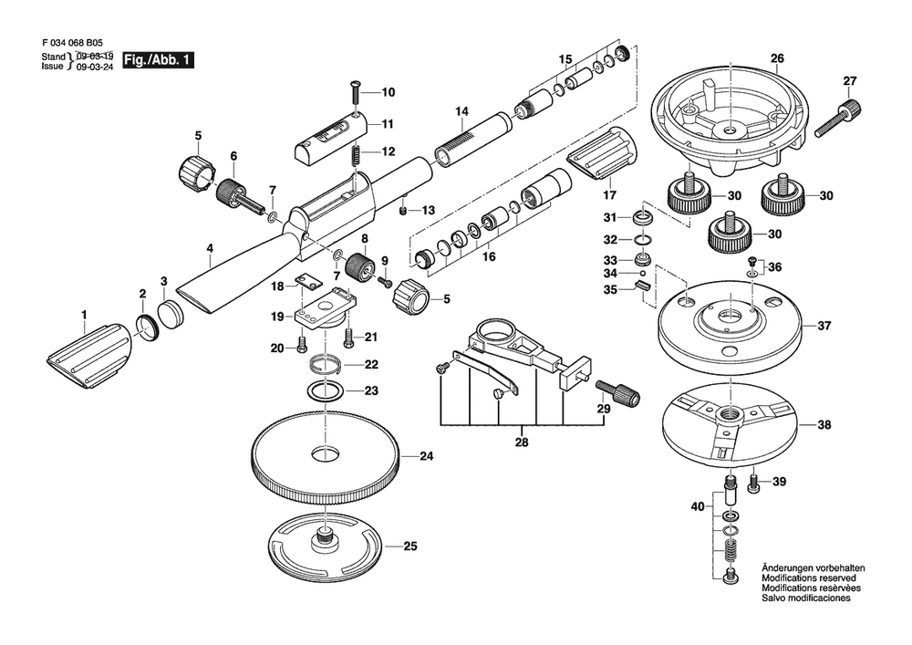Section 1 Diagram and Parts List for 54-135N F034068B05 Bosch Laser Level