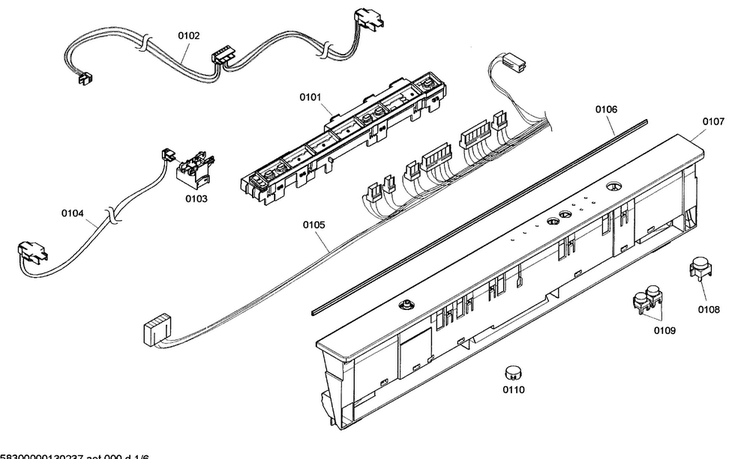 Control Assy Diagram and Parts List for SHX3AM02UC 01 Bosch Dishwasher