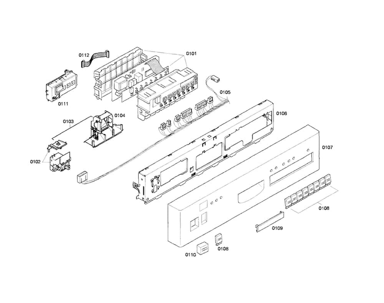 Control Panel Diagram and Parts List for SHI66A05UC 14 Bosch Dishwasher