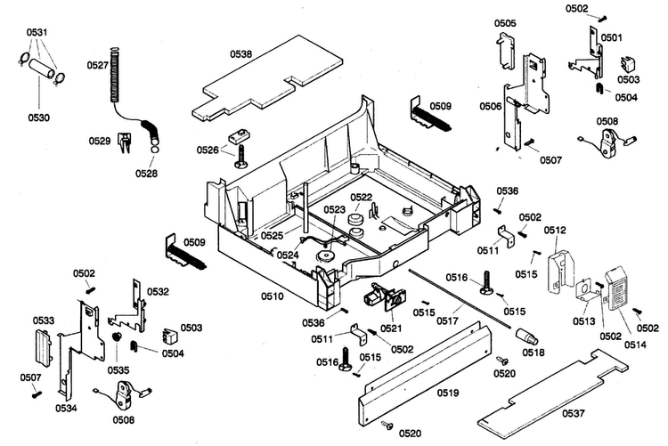 Base Assy Diagram and Parts List for SHV46C13UC 21 Bosch Dishwasher