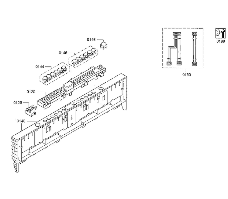 Control Panel Diagram and Parts List for SGV68U53UC B4 Bosch Dishwasher