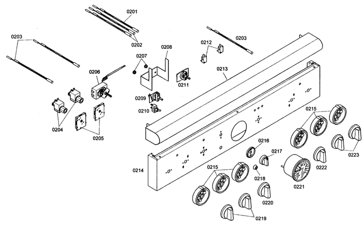 Control Panel Diagram and Parts List for PRG364EDG04  Thermador Range