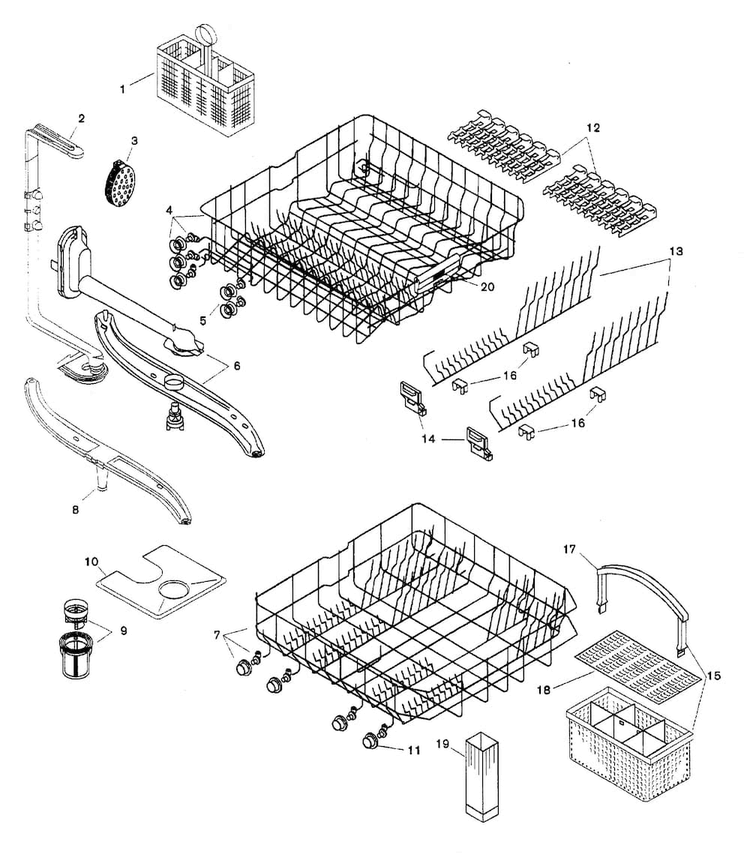 Racks Diagram and Parts List for SHU9926UC 12 Bosch Dishwasher