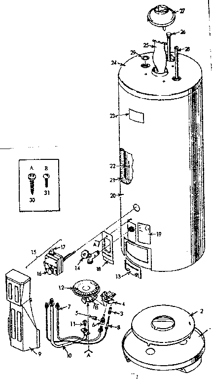 Replacement Parts Diagram and Parts List for 153337310  Kenmore Water Heater