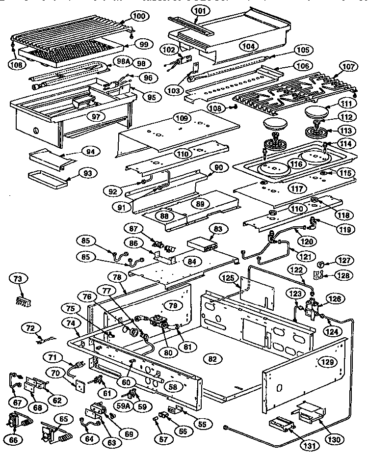 Burner Section Diagram and Parts List for PRSG364GDS  Thermador Range
