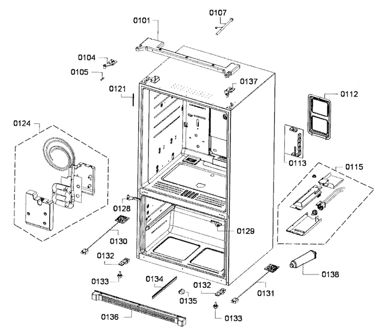 Cabinet Diagram and Parts List for B26FT70SNS 01 Bosch Refrigerator