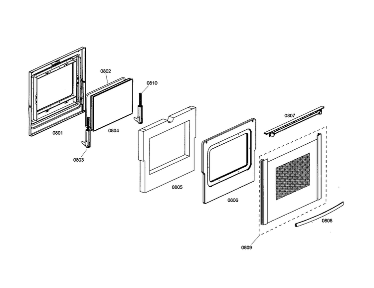 Door Diagram and Parts List for HDS7022U 01 Bosch Range