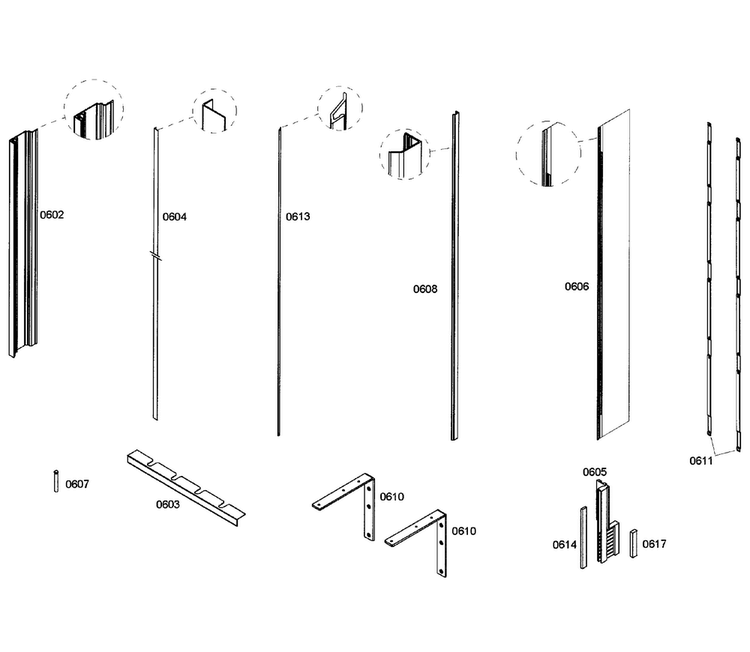 Framing Diagram and Parts List for T18ID80NLP 41 Thermador Freezer