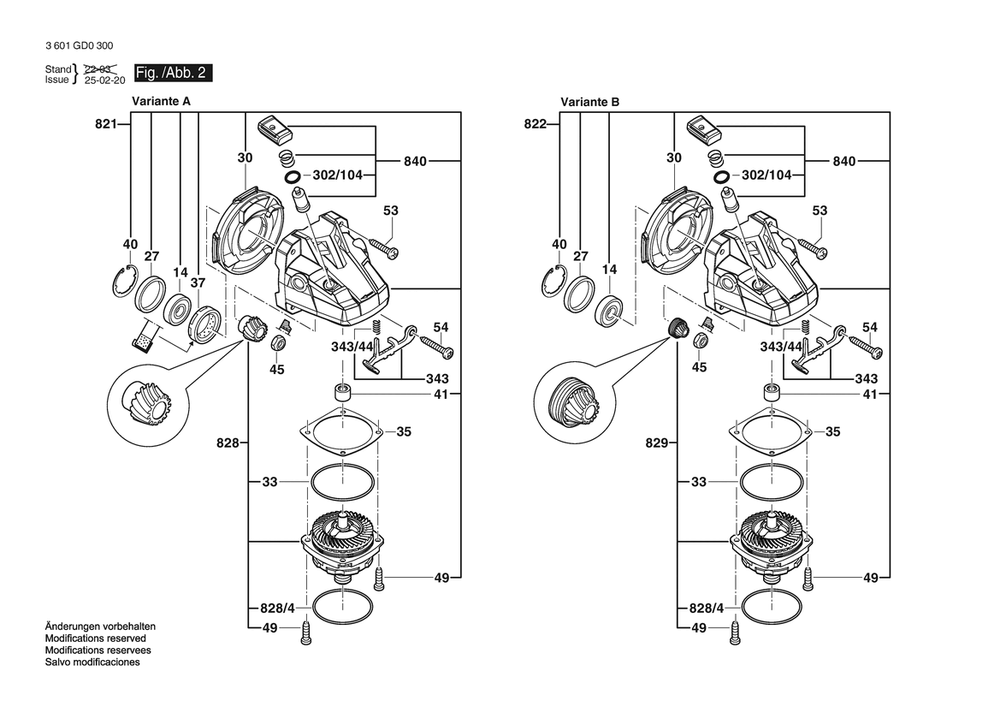 Section 2 Diagram and Parts List for GWS17-125S 3601GD03P0 Bosch Angle Grinder