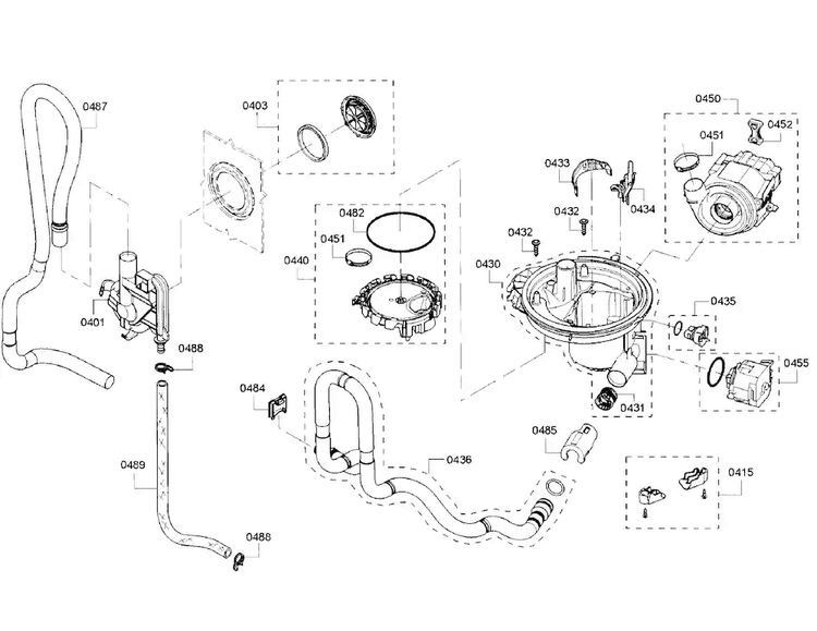 Pump Section Diagram and Parts List for SHX5AV55UC 22 Bosch Dishwasher