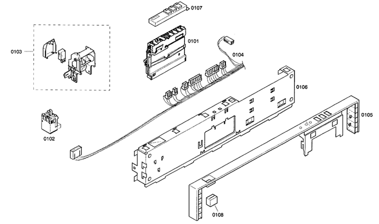 Control Panel Diagram and Parts List for SHX33A06UC 21 Bosch Dishwasher