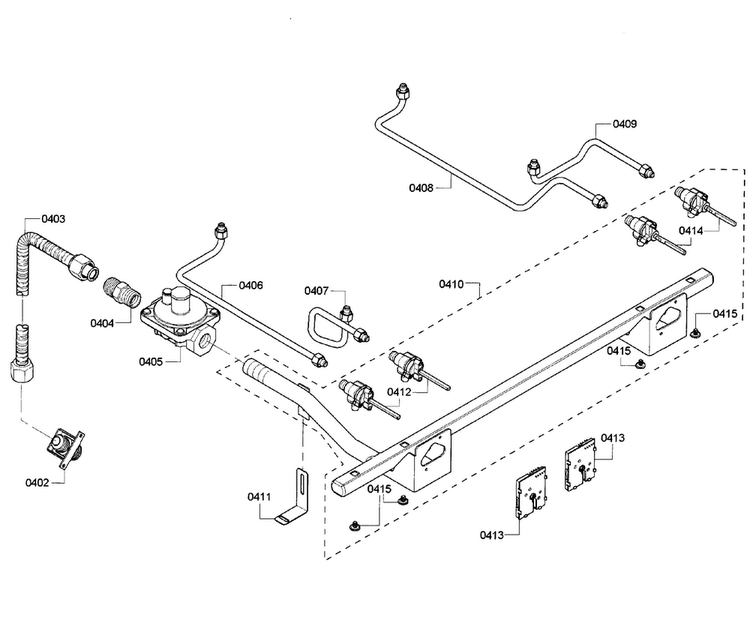 Manifold Diagram and Parts List for PRD304GHC 08 Thermador Range