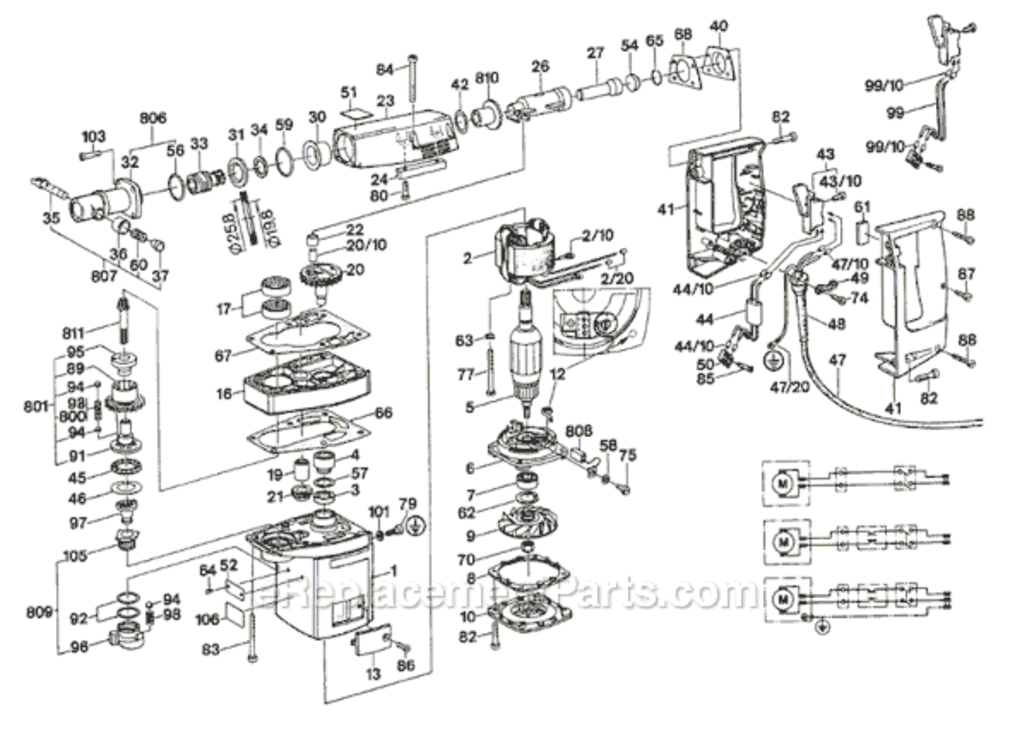 Page A Diagram and Parts List for 11203 0611203034 Bosch Demolition Hammer