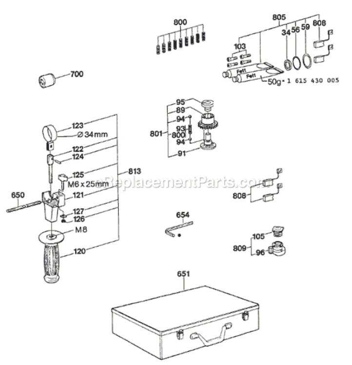Page B Diagram and Parts List for 11203 0611203034 Bosch Demolition Hammer