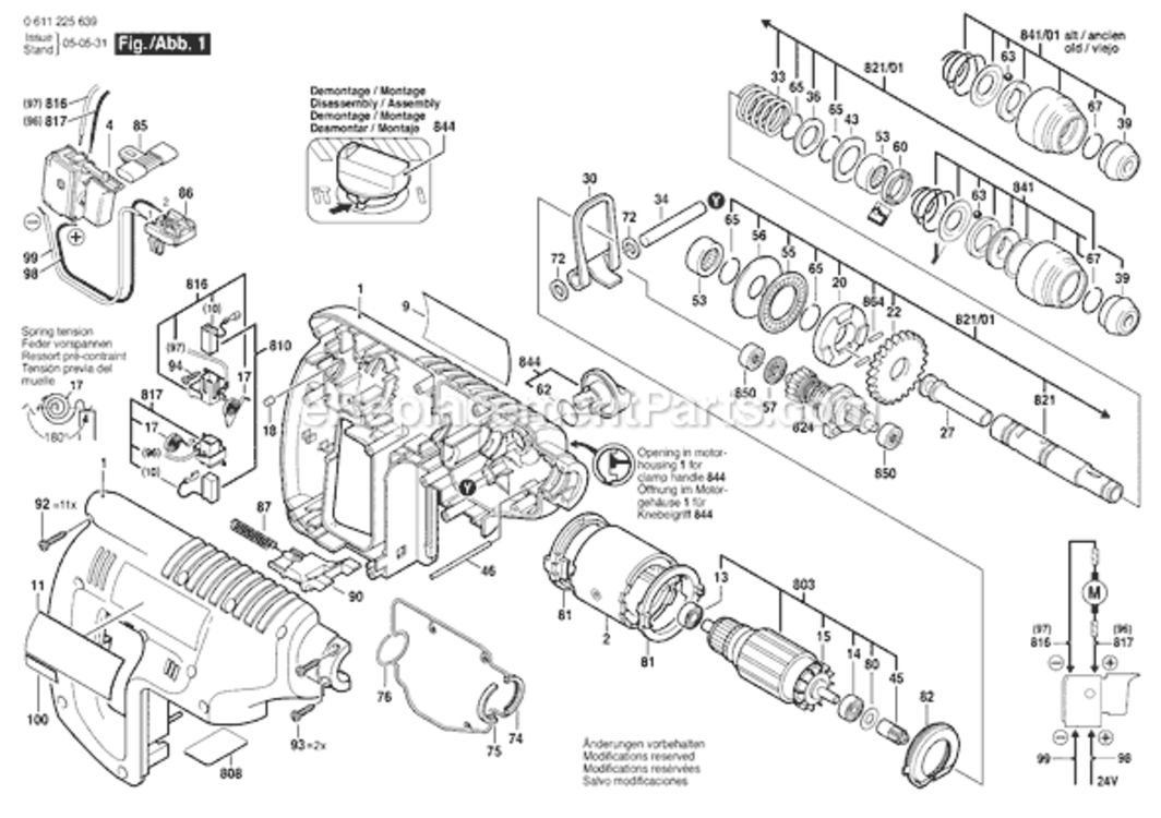 Page A Diagram and Parts List for 11225VSRH 0611225639 Bosch Demolition Hammer