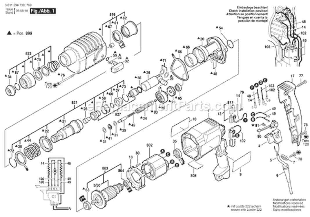 Page A Diagram and Parts List for 11234VSR 0611234769 Bosch Demolition Hammer